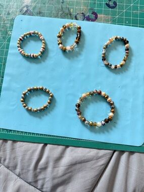 Set of 5 Multicolor Beaded Stretch Bracelets